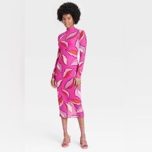 Target X Samantha Brown, Sammy B. Long-sleeve mesh bodycon dress in pink